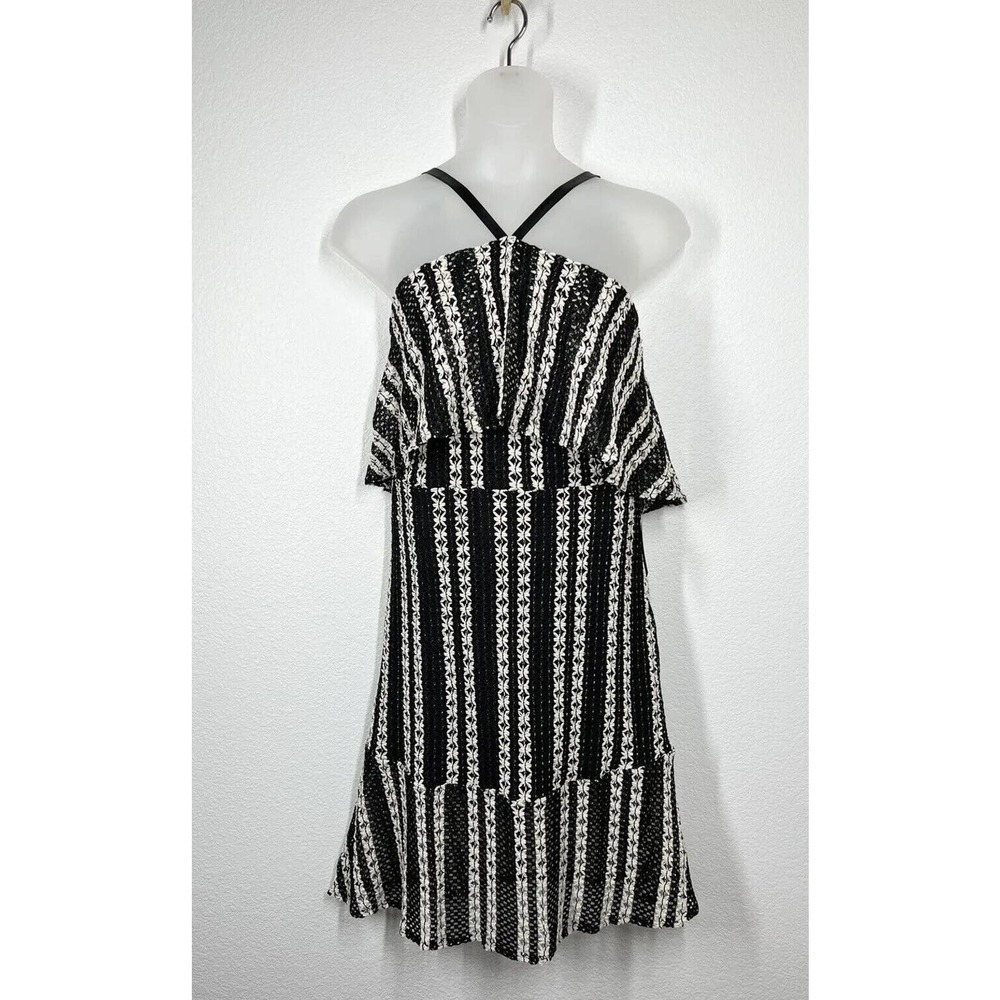 Venus Womens Crochet Knit Halter Dress Size 14 Black White
